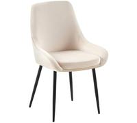 CLP Chaise de Salle à Manger Elmira I Chaise de Cuisine avec revêtement en Velours rembourré I Chaise rembourrée avec Dossier, Couleur:crème, Matériel du Cadre:Métal Noir Mat