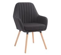 CLP Chaise De Salle A Manger Florian en Tissu I Siège Rembourrés I Chaise Visiteur avec Design Retro Et Accoudoirs Pieds en Bois | Couleur Noir Couleur du Cadre Natura