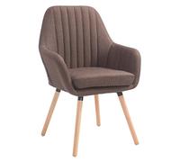 CLP Chaise De Salle A Manger Florian en Tissu I Siège Rembourrés I Chaise Visiteur avec Design Retro Et Accoudoirs Pieds en Bois, Couleur:Marron, Couleur du Cadre:Natura