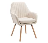 CLP Chaise De Salle A Manger Florian en Tissu I Siège Rembourrés I Chaise Visiteur avec Design Retro Et Accoudoirs Pieds en Bois | Couleur crème Couleur du Cadre Natura