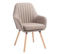 CLP Chaise De Salle A Manger Florian en Tissu I Siège Rembourrés I Chaise Visiteur avec Design Retro Et Accoudoirs Pieds en Bois | Couleur Taupe Couleur du Cadre Natura