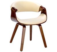 CLP Chaise de Salle à Manger Foley I avec accoudoirs et piètement en Bois I Chaise de Cuisine et de Salon, Couleur:Noyer/crème, Matériel:Similicuir