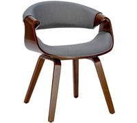 CLP Chaise de Salle à Manger Foley I avec accoudoirs et piètement en Bois I Chaise de Cuisine et de Salon | Couleur Noyer/Gris Matériel Tissu