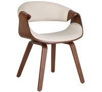 CLP Chaise de Salle à Manger Foley I avec accoudoirs et piètement en Bois I Chaise de Cuisine et de Salon | Couleur crème Matériel Tissu
