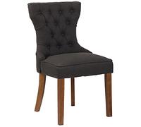 CLP Chaise De Salle A Manger Franca en Tissu I Chaise Elégante avec Pieds en Bois De Caoutchouc I Dossier Style Chesterfield, Couleur:Gris foncé, Couleur du Cadre:Antique Clair