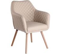 Chaise de salle à manger - CLP - Gent - Similicuir Crème-Nature - Ergonomique - Avec accoudoirs