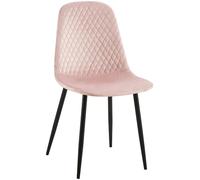 CLP Chaise De Salle A Manger Giverny en Tissu Ou Velours I Chaise avec Dossier Matelassée Pieds en Metal I Charge Max.150 Kg, Couleur:Rose, Matériel:Velours