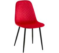 CLP Chaise De Salle A Manger Giverny en Tissu Ou Velours I Chaise avec Dossier Matelassée Pieds en Metal I Charge Max.150 Kg, Couleur:Rouge, Matériel:Velours