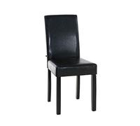 CLP Chaise de salle à manger INA- Similicuir siège rembourré, dossier et pieds en bois, Marron/Noir