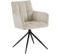 CLP Chaise de Salle à Manger Jonah, Fauteuil pivotant avec accoudoirs, Rotation Automatique 180°, revêtement Tissu Facile d'entretien | Couleur crème