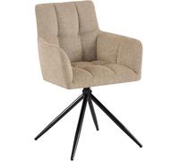 CLP Chaise de Salle à Manger Jonah, Fauteuil pivotant avec accoudoirs, Rotation Automatique 180°, revêtement Tissu Facile d'entretien | Couleur Brun Clair
