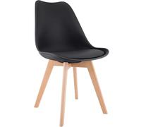CLP Chaise de Salle à Manger Linares rembourrée, Chaise de Cuisine avec Dossier, Structure en Bois de hêtre, Patins de Protection | Couleur Noir Matériel Plastique