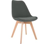 CLP Chaise de Salle à Manger Linares rembourrée, Chaise de Cuisine avec Dossier, Structure en Bois de hêtre, Patins de Protection Couleur:Gris foncé;Matériel:Tissu