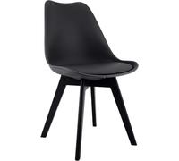 CLP Chaise de Salle à Manger Linares rembourrée, Chaise de Cuisine avec Dossier, Structure en Bois de hêtre, Patins de Protection | Couleur Noir/Noir Matériel Plastique