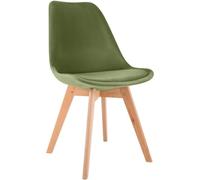 CLP Trading GmbH Chaise Linares rembourrée, bois de hêtre, dossier, polyuréthane — Vert clair