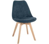 CLP Chaise de Salle à Manger Linares rembourrée, Chaise de Cuisine avec Dossier, Structure en Bois de hêtre, Patins de Protection | Couleur Bleu foncé Matériel Cordon