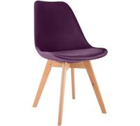 CLP Chaise Linares – Velours violet, rembourrée, dossier, structure en hêtre, patins