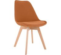 CLP Chaise de salle à manger Linares avec dossier rembourrée Tissu Bois de hêtre Orange