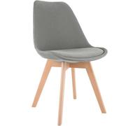 CLP Trading GmbH Chaise Linares rembourrée en tissu, dossier, bois de hêtre, gris clair