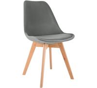 CLP Chaise de salle à manger Linares – Velours, structure en bois, Gris