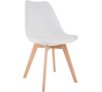 CLP Chaise de Salle à Manger rembourrée Linares, Chaise de Cuisine avec Dossier, Pieds en Bois de hêtre et Patins protecteurs | Couleur Blanc Matériel Plastique