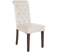 CLP Trading GmbH Chaise Lisburn - velours, dossier capitonné, piètement bois caoutchouc, crème