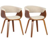 CLP Chaise de Salle à Manger, Lot de 2, capacité de Charge 150 kg, Structure en Bois Bruce, Chaise de Cuisine rembourrée avec accoudoirs, Couleur:Noyer/crème