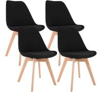 CLP Chaises de salle à manger Linares – Lot de 4, assise rembourrée en tissu, Noir