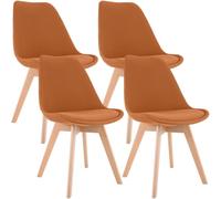 CLP Chaise de salle à manger Linares Lot de 4 Assise rembourrée Bois hêtre Orange