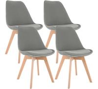CLP Chaises de salle à manger Linares – Lot de 4, tissu, structure en bois, gris clair, H 83 cm