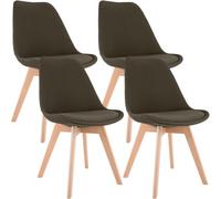 CLP Trading GmbH - Chaises Linares Tissu - Lot de 4 Marron - Structure en bois