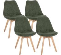 CLP Chaise de Salle à Manger Lot de 4 Linares, Assise rembourrée, Dossier, Structure Bois hêtre, Patins de Protection Couleur:Vert;Matériel:Cordon