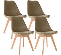 CLP Lot de 4 chaises de Salle ŕ Manger Linares Plastique I Tissu I Velours I Aspect Cuir I Fauteuil avec Structure en Bois, Couleur:Marron, Matériel:Velours