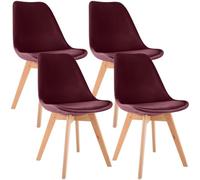 CLP Trading GmbH - Lot de 4 chaises LinCHAVORNAY Vintage simili & bois Bordeaux