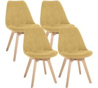 CLP Chaise de Salle à Manger Lot de 4 Linares, Assise rembourrée, Dossier, Structure Bois hêtre, Patins de Protection Couleur:Jaune;Matériel:Cordon