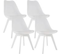 Lot de 4 chaises vintage en simili-cuir et bois - LinCHAVORNAY Art - Blanc