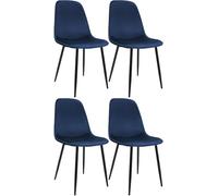 CLP Chaise de Salle à Manger, Lot de 4, rembourrées Maryam, Chaise de Cuisine avec Dossier, capacité 150 kg pour Cuisine, Salon et Chambre | Couleur Bleu foncé Matériel Velours