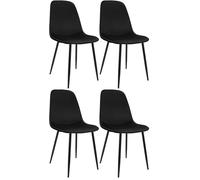 CLP Chaise de Salle à Manger, Lot de 4, rembourrées Maryam, Chaise de Cuisine avec Dossier, capacité 150 kg pour Cuisine, Salon et Chambre | Couleur Noir Matériel Velours