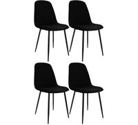 CLP Chaise de Salle à Manger, Lot de 4, rembourrées Maryam, Chaise de Cuisine avec Dossier, capacité 150 kg pour Cuisine, Salon et Chambre | Couleur Noir Matériel Tissu