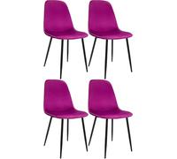 CLP Chaise de Salle à Manger, Lot de 4, rembourrées Maryam, Chaise de Cuisine avec Dossier, capacité 150 kg pour Cuisine, Salon et Chambre Couleur:Violet;Matériel:Velours