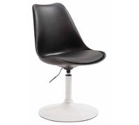 CLP Chaise de salle à manger Maverick – siège plastique & similicuir, pied métal – Noir/Blanc