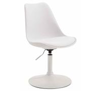 CLP Chaise Maverick salle à manger, siège plastique, similicuir, réglable, pied métal, Blanc/Blanc