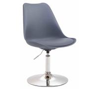 CLP Chaise De Salle A Manger Maverick avec Siège en Plastique Et Revêtement en Similicuir I Chaise Design Retro Ajustable avec Pied en Métal | Couleur Gris Couleur du Cadre Chrome