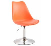 CLP Chaise De Salle A Manger Maverick avec Siège en Plastique Et Revêtement en Similicuir I Chaise Design Retro Ajustable avec Pied en Métal Couleur:Orange;Couleur du Cadre:Chrome