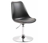 CLP Chaise De Salle A Manger Maverick avec Siège en Plastique Et Revêtement en Similicuir I Chaise Design Retro Ajustable avec Pied en Métal, Couleur: Noir, Couleur du Cadre: Chrome