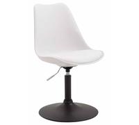 CLP Chaise De Salle A Manger Maverick avec Siège en Plastique Et Revêtement en Similicuir I Chaise Design Retro Ajustable avec Pied en Métal, Couleur:Blanc, Couleur du Cadre:Noir