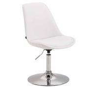 CLP Chaise De Salle A Manger Maverick en Similicuir I Chaise Design Retro avec Siège Ajustable Et Pivotant I Piètement Métal, Couleur:Blanc, Couleur du Cadre:Chrome