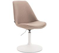 CLP Chaise De Salle A Manger Mavevick en Tissu I Chaise Design Retro Ajustable Et Pivotante I Pied en Métal, Couleur:Taupe, Couleur du Cadre:Blanc