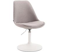 CLP Chaise De Salle A Manger Mavevick en Tissu I Chaise Design Retro Ajustable Et Pivotante I Pied en Métal, Couleur:Gris, Couleur du Cadre:Blanc