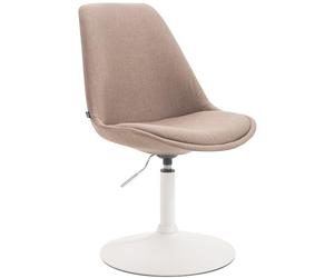 CLP Chaise De Salle A Manger Mavevick en Tissu I Chaise Design Retro Ajustable Et Pivotante I Pied en Métal, Couleur:Taupe, Couleur du Cadre:Blanc